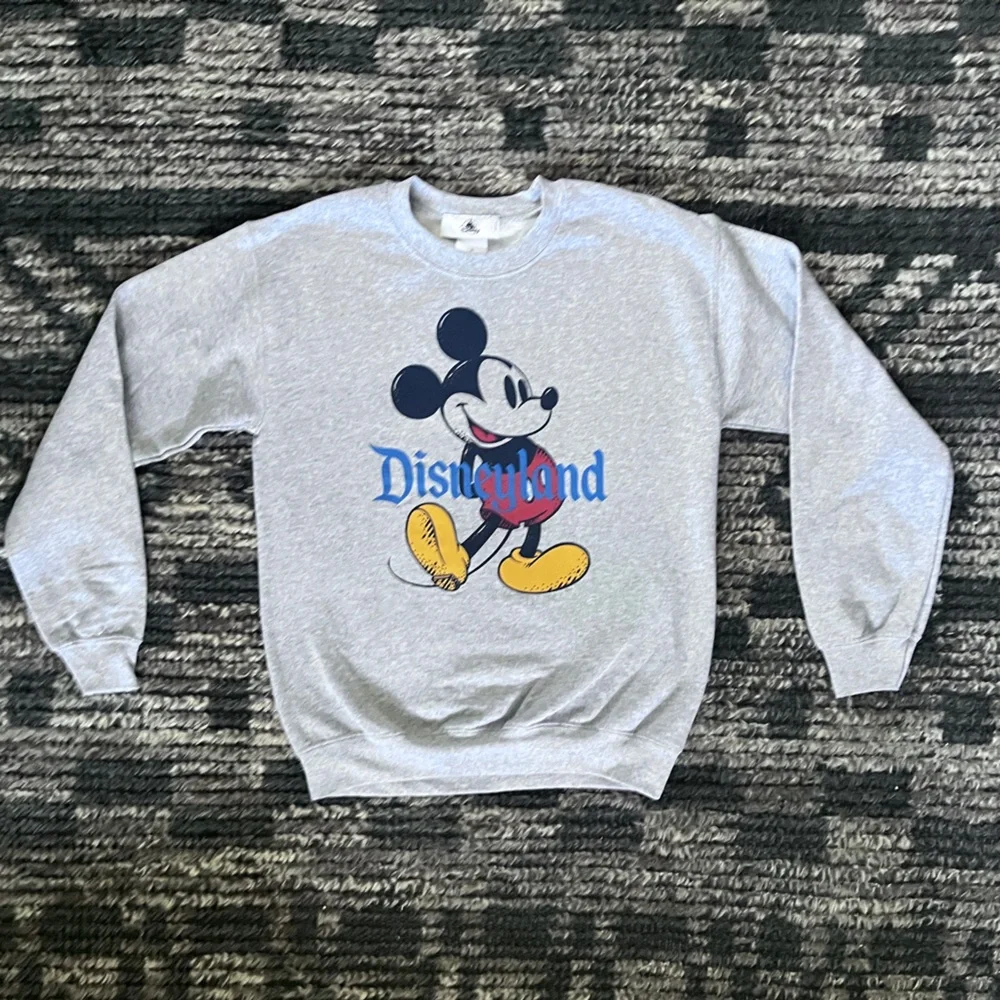Disneyland Mickey Mouse Crewneck Sweatshirt Gray Size S Minimal Vintage Style - Picture 4 of 5